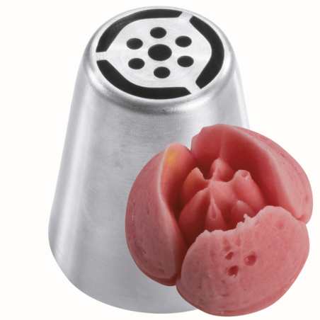 1 szt. Tylka Rosyjska do kwiatów - BX0058 Martellato - stalowa końcówka do dekorowania kremem - śr. 37 mm x wys. 42 mm