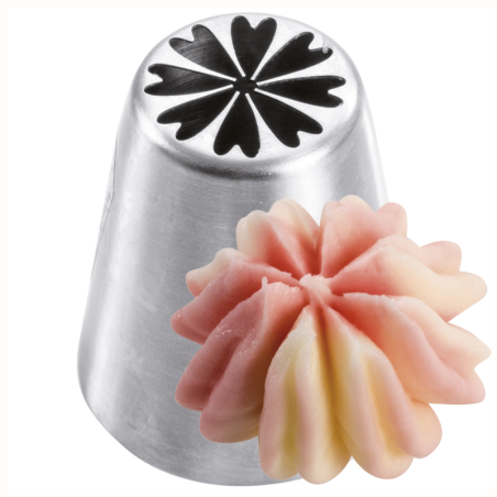 1 szt. Tylka Rosyjska do kwiatów - BX0054 Martellato - stalowa końcówka do dekorowania kremem - śr. 37 mm x wys. 42 mm