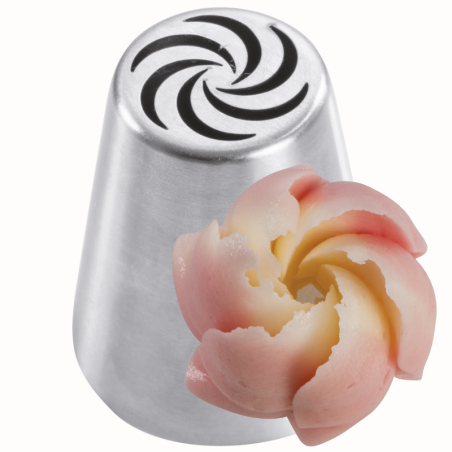 1 szt. Tylka Rosyjska do kwiatów - BX0056 Martellato - stalowa końcówka do dekorowania kremem - śr. 37 mm x wys. 42 mm