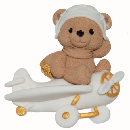 op. 9 szt. Miś w Samolocie - tematyczny zestaw dekoracji cukrowych do tortu - Ditarte Dekoracje Cukiernicze - Cukieteria.pl