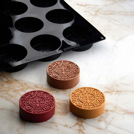 PX43118 Azteca Pavoni - forma silikonowa do azteckich monoporcji - śr. 80 x wys. 30 mm / poj. 135 ml x 12 porcji