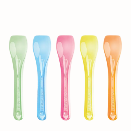 op. 600 szt. Kolorowe łyżeczki do lodów dł. 9.5 cm - Poloplast - jednorazowe łyżeczki z tworzywa do recyklingu - op. 1 kg
