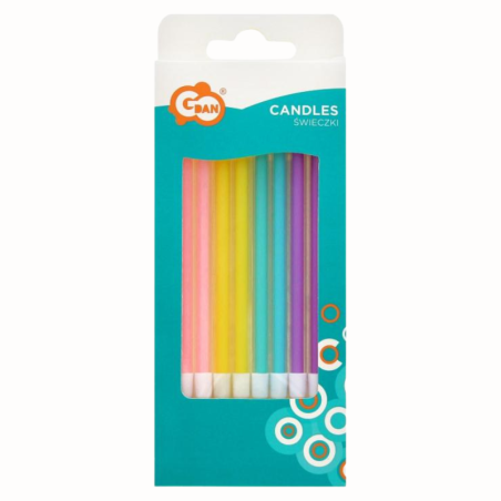 Świeczki urodzinowe - makaronikowy mix - zestaw 8 kolorowych świeczek o dł. 14 cm - BH-SMAM GoDan - Cukieteria.pl