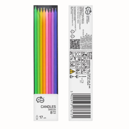 op. 8 szt. Świeczki urodzinowe na tort - pastelowy mix - zestaw kolorowych świeczek o dł. 17 cm - BH-SPMI GoDan - Cukieteria.pl
