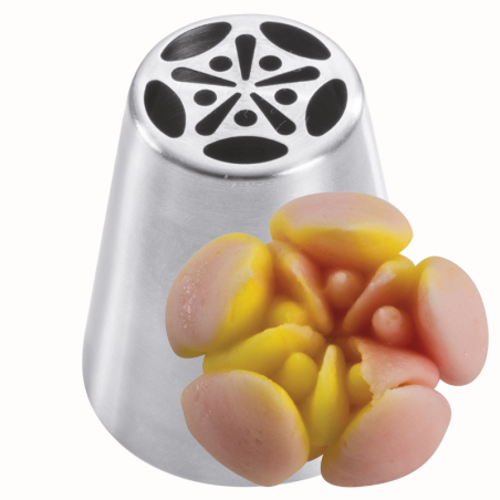 1 szt. Tylka Rosyjska do kwiatów - BX0023 Martellato - stalowa końcówka do dekorowania kremem - śr. 37 mm x wys. 42 mm