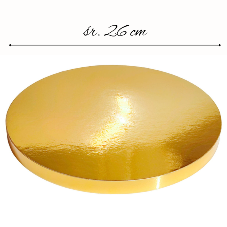 śr. 26 cm x wys. 2 cm - złoty podkład pod tort - okrągła podkładka ze styroduru - Cukieteria.pl
