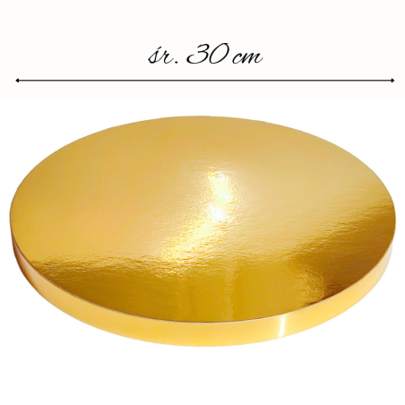 śr. 30 cm x wys. 2 cm - złoty podkład pod tort - okrągła podkładka ze styroduru - Cukieteria.pl