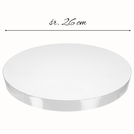 śr. 26 cm x wys. 2 cm - biały podkład pod tort - okrągła podkładka ze styroduru - Cukieteria.pl