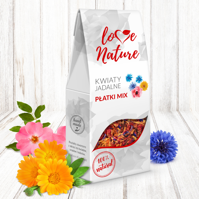 op. 16 g Płatki mix - suszone kwiaty jadalne - Love Nature - Cukieteria.pl op. 16 g Płatki mix - suszone kwiaty jadalne - Love Nature - Cukieteria.pl