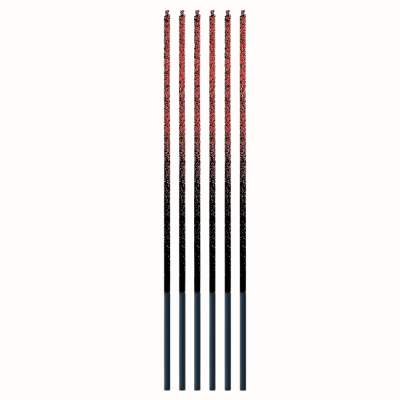 op. 6 szt. Czarne świeczki urodzinowe z czerwonym brokatem - efekt ombre - dł. 17 cm - Cukieteria.pl
