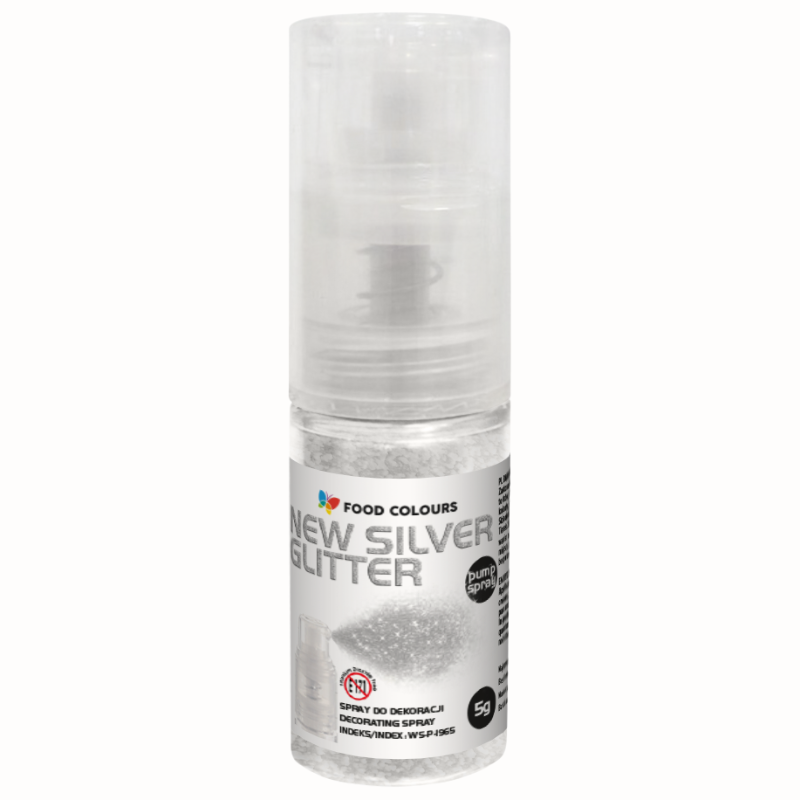 op. 5 g PUMP SPRAY GLITTER SILVER WS-P-1965 FOOD COLOURS - Cukieteria.pl op. 5 g PUMP SPRAY GLITTER SILVER WS-P-1965 FOOD COLOURS - Cukieteria.pl