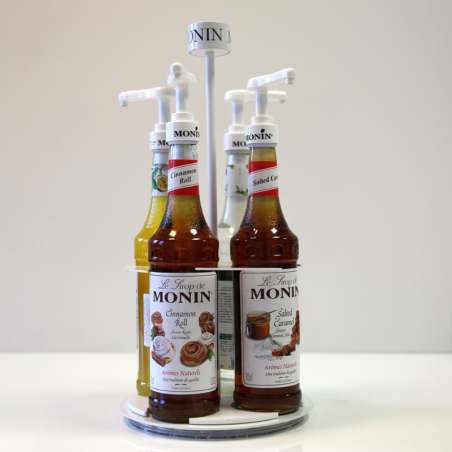 STOJAK OBROTOWY NA 4 SZKLANE BUTELKI SYROPÓW MONIN