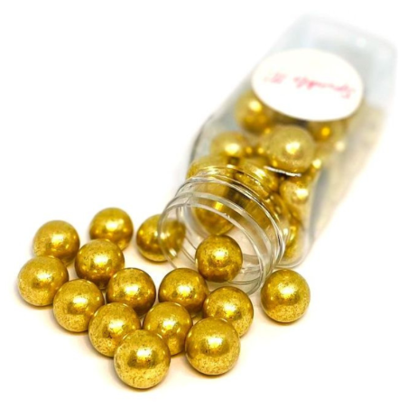 op. 100 g Gold Bubbles Sprinkle It! - złote perły cukrowe do dekoracji tortów - śr. 15 mm