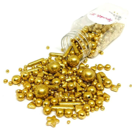 op. 100 g Lovely Gold Sprinkle It! - mieszanka złotych posypek cukrowych do dekoracji