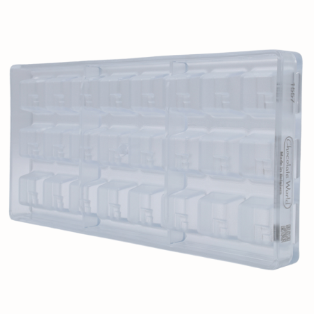 CW1557 Nowoczesny kwadrat - Chocolate World - forma z poliwęglanu do pralin