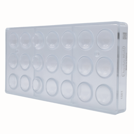 CW1561 Płaska półkula - Chocolate World - forma z poliwęglanu do pralin