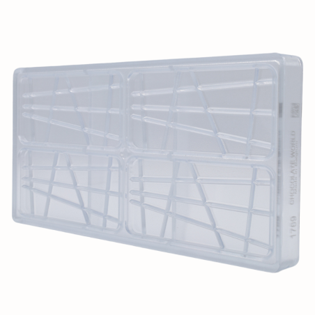 CW1769 Skośne linie - Chocolate World - forma z poliwęglanu do małych tabliczek czekolady - poj. 45 g