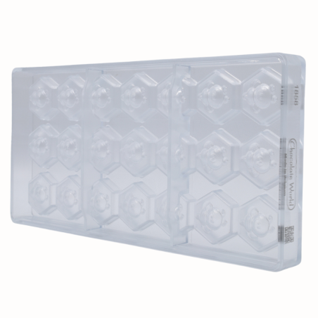 CW1858 Pszczoła - Chocolate World - forma z poliwęglanu do sześciokątnych pralin - poj. 9.5 g x 21 pralin