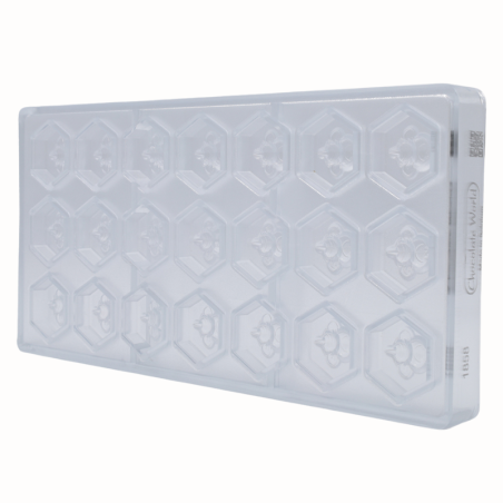 CW1858 Pszczoła - Chocolate World - forma z poliwęglanu do sześciokątnych pralin - poj. 9.5 g x 21 pralin