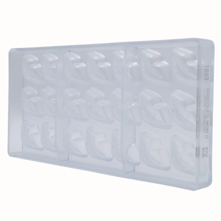 CW1893 Usta z napisem Love - Chocolate World - forma z poliwęglanu do pralin - dł. 43 mm / poj. 8.5 g x 21 pralin