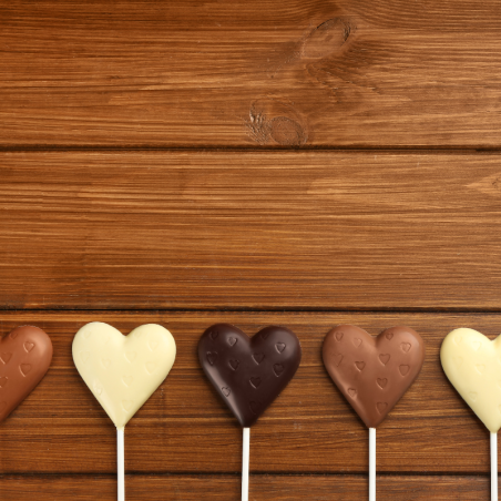 CW1480 Serce w serduszka - Chocolate World - forma z poliwęglanu do lizaków z czekolady - poj. 29 g x 4 lizaki