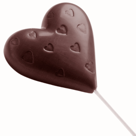 CW1480 Serce w serduszka - Chocolate World - forma z poliwęglanu do lizaków z czekolady - poj. 29 g x 4 lizaki