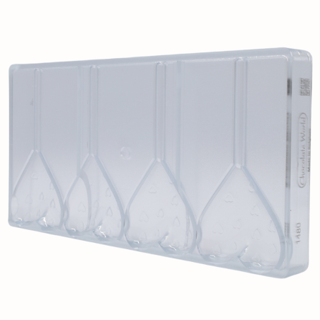 CW1480 Serce w serduszka - Chocolate World - forma z poliwęglanu do lizaków z czekolady - poj. 29 g x 4 lizaki