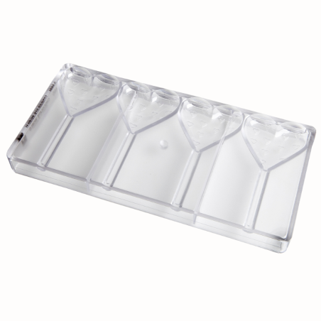 CW1480 Serce w serduszka - Chocolate World - forma z poliwęglanu do lizaków z czekolady - poj. 29 g x 4 lizaki