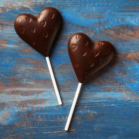 CW1480 Serce w serduszka - Chocolate World - forma z poliwęglanu do lizaków z czekolady - poj. 29 g x 4 lizaki