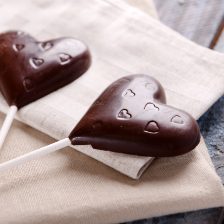 CW1480 Serce w serduszka - Chocolate World - forma z poliwęglanu do lizaków z czekolady - poj. 29 g x 4 lizaki