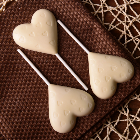 CW1480 Serce w serduszka - Chocolate World - forma z poliwęglanu do lizaków z czekolady - poj. 29 g x 4 lizaki