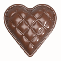 CW1892 Pikowane Serce Chesterfield - Chocolate World - forma z poliwęglanu do pralin - dł. 33 mm / poj. 5 g x 18 pralin