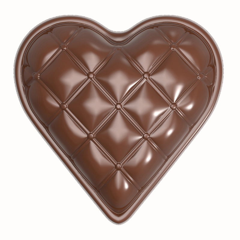 CW1892 Pikowane Serce Chesterfield - Chocolate World - forma z poliwęglanu do pralin - dł. 33 mm / poj. 5 g x 18 pralin