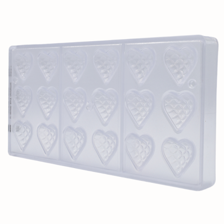 CW1892 Pikowane Serce Chesterfield - Chocolate World - forma z poliwęglanu do pralin - dł. 33 mm / poj. 5 g x 18 pralin