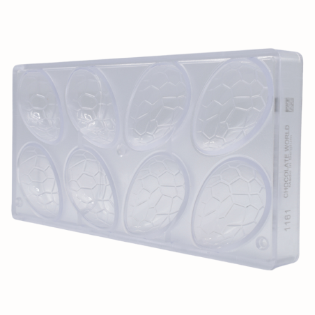 CW1161 Kroko - Chocolate World - forma z poliwęglanu do czekoladowych pisanek - dł. 70 x wys. 23 mm / poj. 50 g x 8 pralin