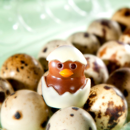 CW1786 Kurczak w skorupce - Chocolate World - forma z poliwęglanu do pralin - dł. 33 x wys. 13 mm / poj. 13 g x 24 praliny