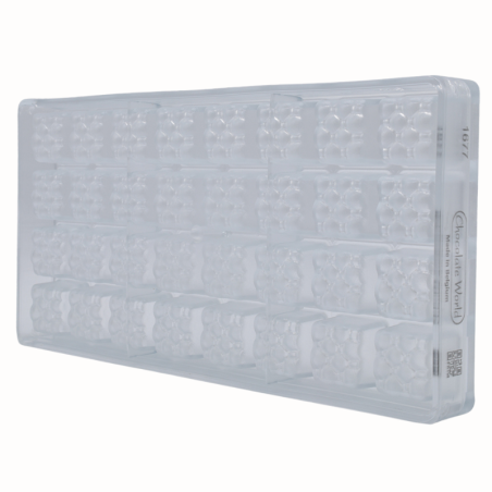 CW1677 Bubbel - Chocolate World - forma z poliwęglanu do pralin - dł. 22.5 x wys. 20.5 mm / poj. 11.5 g x 32 praliny