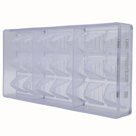 CW1260 Piramida - Chocolate World - forma z poliwęglanu do pralin - dł. 31 x szer. 31 x wys. 29 mm / poj. 13 g x 21 pralin