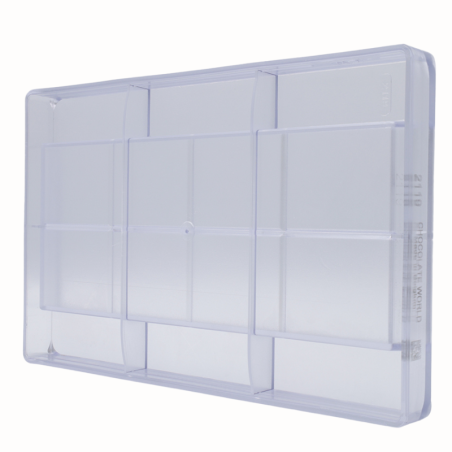 CW2119 Chocolate World - forma z poliwęglanu do dużych tabliczek czekolady - dł. 250 x szer. 103 x wys. 16 mm / poj. 491 g