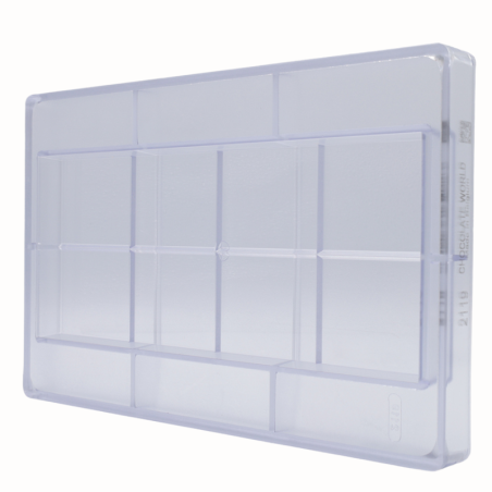 CW2119 Chocolate World - forma z poliwęglanu do dużych tabliczek czekolady - dł. 250 x szer. 103 x wys. 16 mm / poj. 491 g