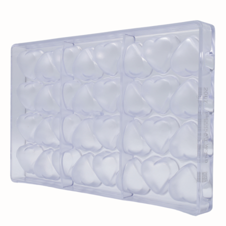 CW2087 Serce - Chocolate World - forma z poliwęglanu do pralin - dł. 31 x szer. 35 x wys. 18 mm / poj. 15 g x 32 praliny