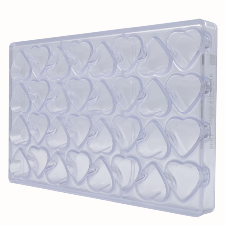 CW2087 Serce - Chocolate World - forma z poliwęglanu do pralin - dł. 31 x szer. 35 x wys. 18 mm / poj. 15 g x 32 praliny