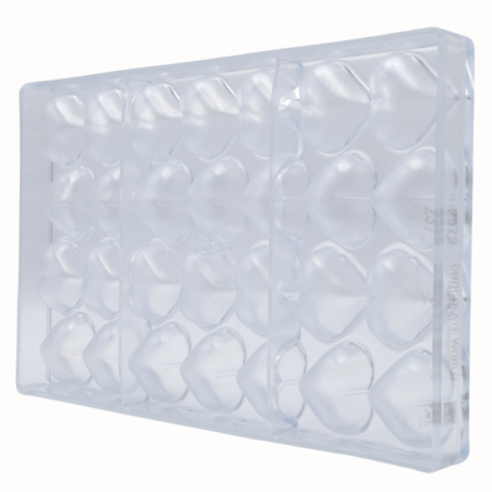 CW2372 Serce - Chocolate World - forma z poliwęglanu do pralin - dł. 30 x szer. 36 x wys. 19 mm / poj. 14 g x 28 pralin