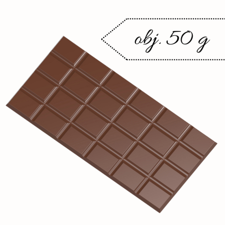 CW2436 Chocolate World - forma z poliwęglanu do tabliczek czekolady - dł. 156 x szer. 77 x wys. 4 mm / poj. 50 g