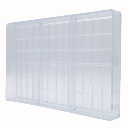 CW2436 Chocolate World - forma z poliwęglanu do tabliczek czekolady - dł. 156 x szer. 77 x wys. 4 mm / poj. 50 g