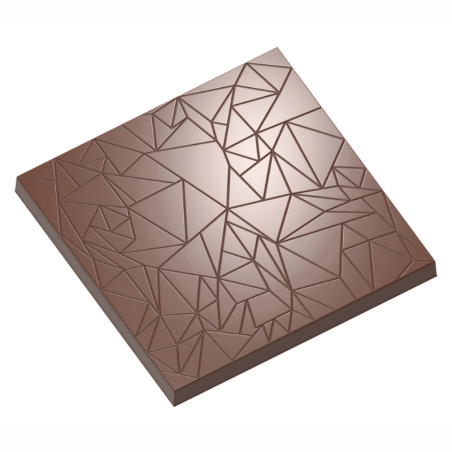 CW12121 VIERKANT TABLET MET BARSTEN CHOCOLATE WORLD - forma z poliwęglanu do kwadratowych tabliczek czekolady - pęknięcia