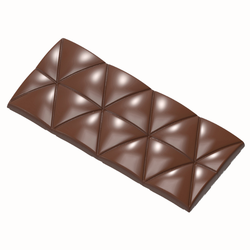 CW12042 CONVEX TRIANGLES CHOCOLATE WORLD - forma z poliwęglanu do dekoracyjnych tabliczek czekolady - poj. 51 g