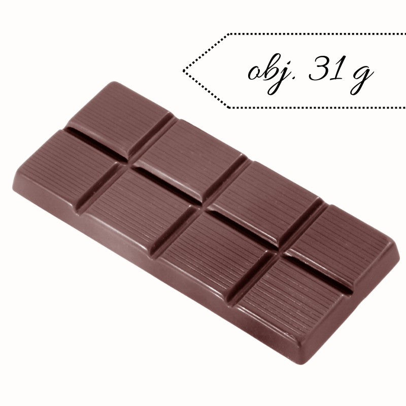 CW2299 CHOCOLATE WORLD - forma z poliwęglanu do małych tabliczek czekolady - poj. 31 g CW2299 CHOCOLATE WORLD - forma z poliwęglanu do małych tabliczek czekolady - poj. 31 g