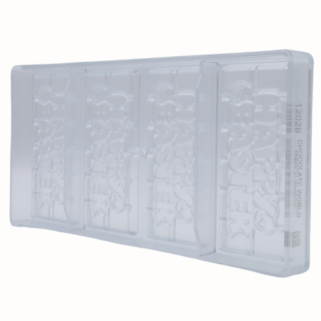 CW12029 HAPPY EASTER CHOCOLATE WORLD - forma z poliwęglanu do wielkanocnych tabliczek czekolady - poj. 45 g