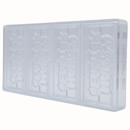 CW12029 HAPPY EASTER CHOCOLATE WORLD - forma z poliwęglanu do wielkanocnych tabliczek czekolady - poj. 45 g